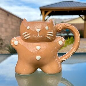 Peppermint And Pine Gingerbread Cat Holiday Figural Mug Christmas 2024 Kitty